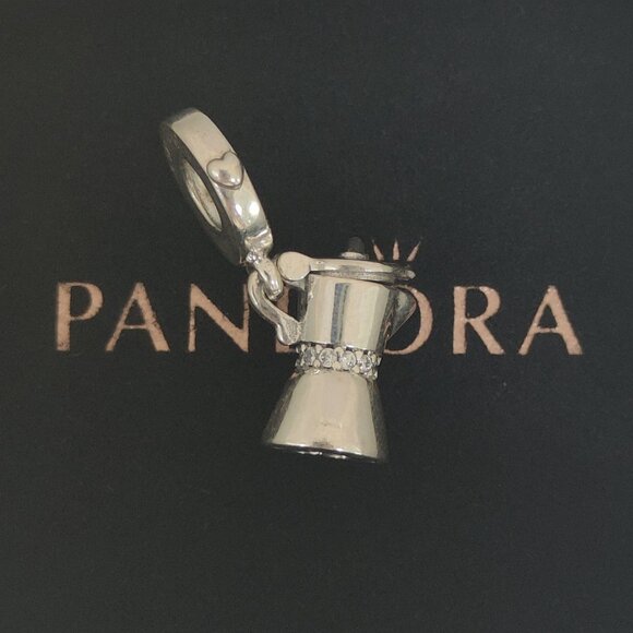 Pandora Moka Pot Dangle Charm S925 Silver with box - Picture 1 of 7